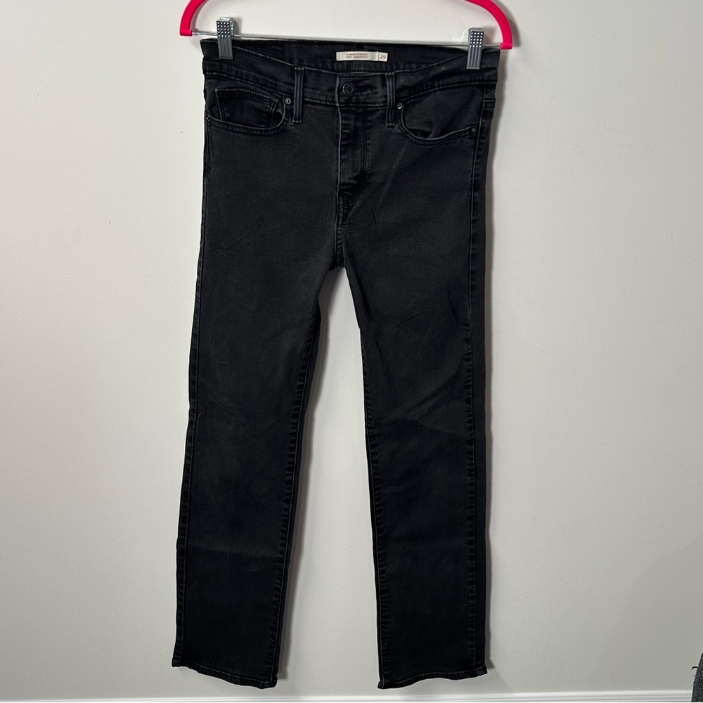 LEVI'S women's black grey embroidered slimming straight leg jeans, 29".